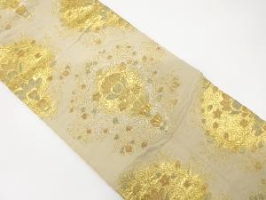 アンティーク　花更紗模様織り出し袋帯（着用可）